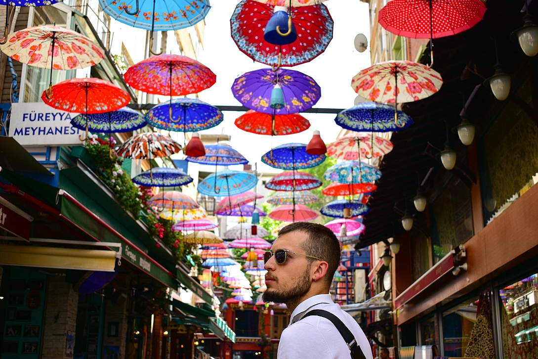 kadikoy street with umbrellas